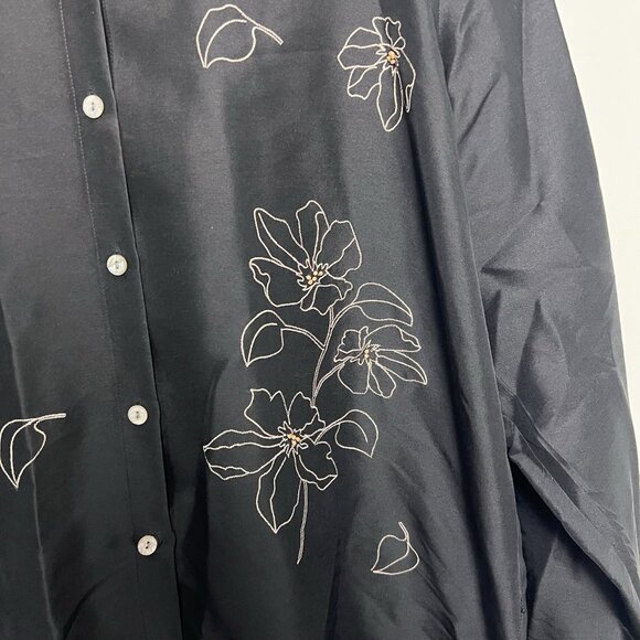 Women’s Coldwater Creek Black Silk Blouse sz XXL Embrpidered Beaded Quiet Luxury - Picture 2 of 9